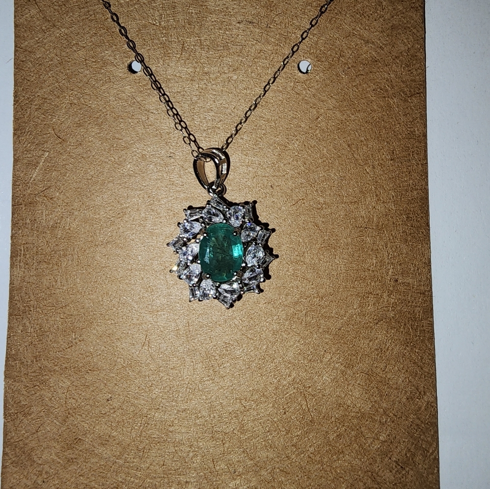 925 silver emerald necklace
